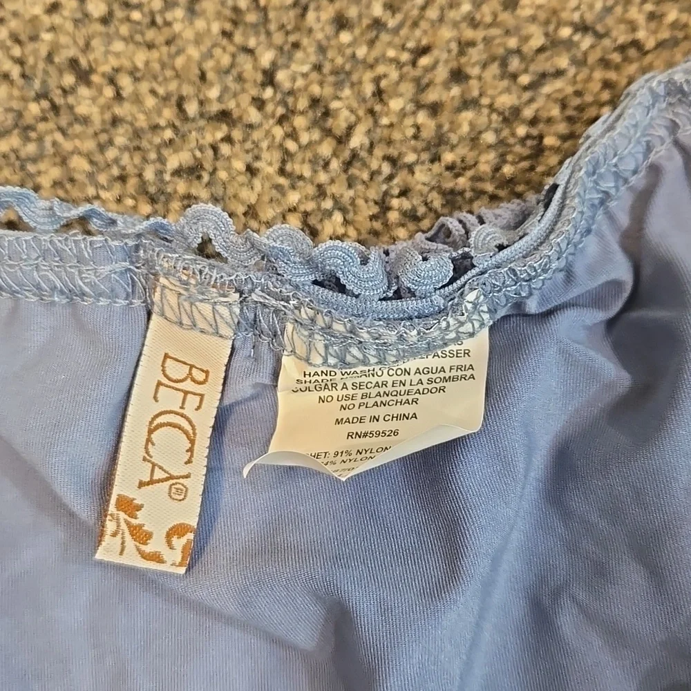 NWT Becca Elegant Lace Women's Swim Lace Panties - Blue Sz L